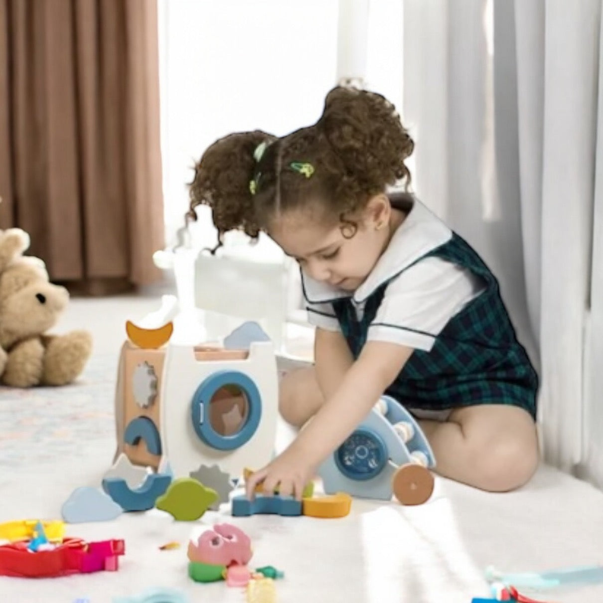 Fusée en Bois Jouet d'Apprentissage Montessori - 5 Ans